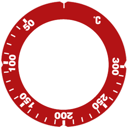 50-300°C Termostat Etiketi Kırmızı/Beyaz