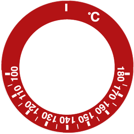 100-180°C Termostat Etiketi Kırmızı/Beyaz